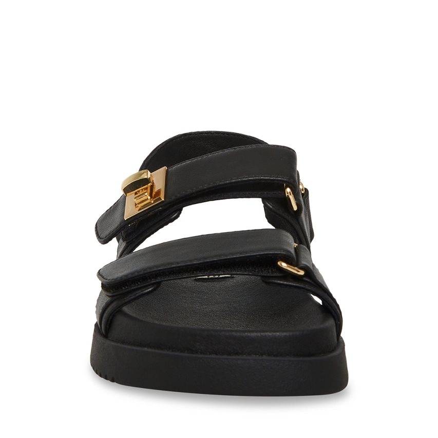 Black Steve Madden Mona Leather Women's Platform Sandals | PH 1280YUF